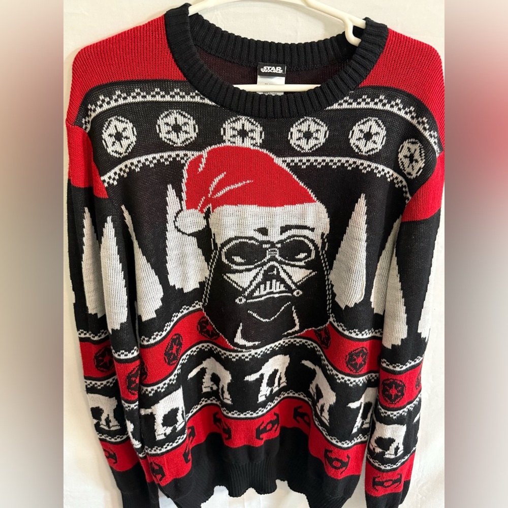 Star Wars Darth Vader Ugly Christmas Sweater Mens Size L Merry Sithmas